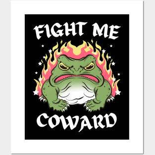 Fight Me Coward Funny Frog Meme Posters and Art